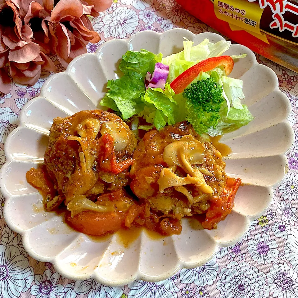 ハンバーグトマト🍅ソース煮🍂|ringonamaさん