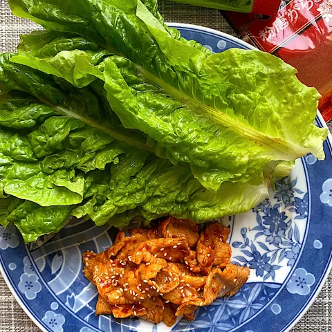 「粉唐がらし」を使ってみたSnapdishの料理・レシピ写真:豚バラ肉のサムジャン和え　サンチュに巻いて