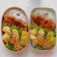 豚肉の甘辛生姜焼きと　　　　　　　　　　　鶏ささみの海苔巻き天の
お弁当♡ ﾟ+｡:.ﾟ|ohanaさん