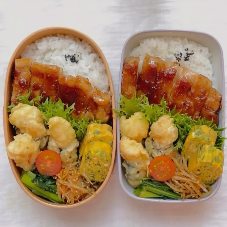 豚肉の甘辛生姜焼きと　　　　　　　　　　　鶏ささみの海苔巻き天の
お弁当♡ ﾟ+｡:.ﾟ|ohanaさん