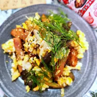 🔷🍄霜降りひらたけとベーコンのガリバタYummy炒め🔷