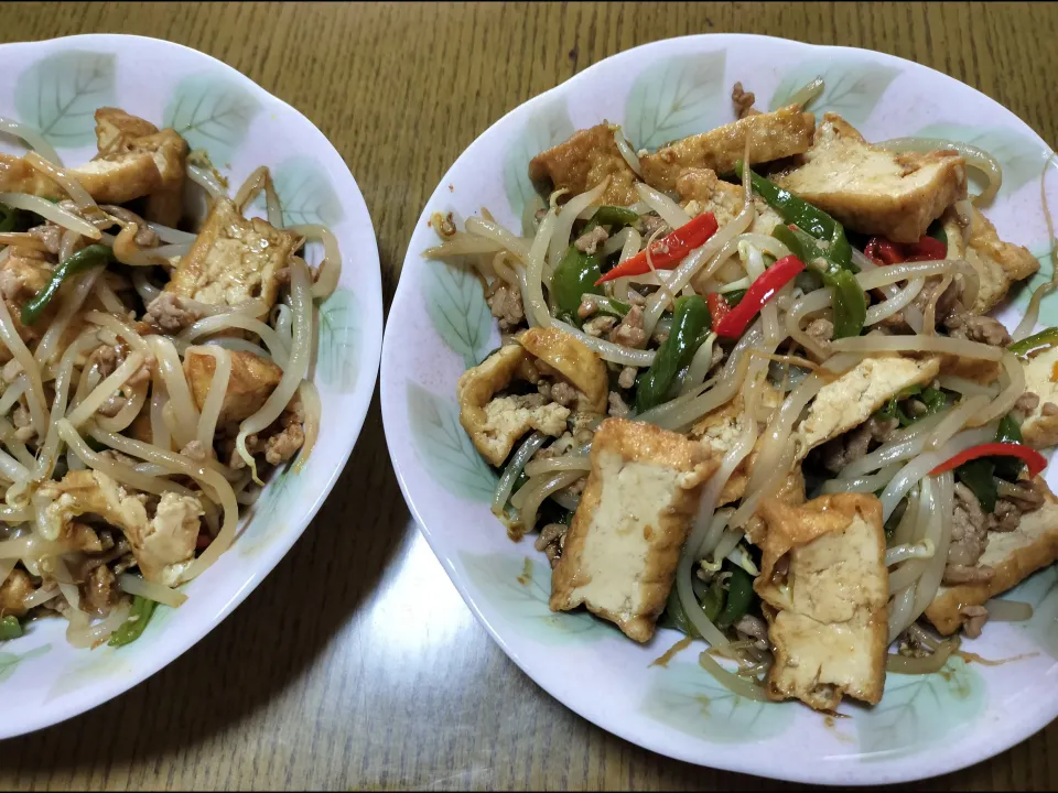 モヤシと厚揚げの炒め物|みよぱさん