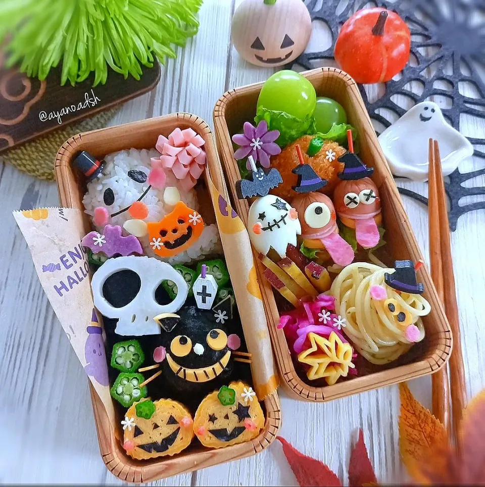 おばけおにぎり&黒猫ちゃん
ハロウィン弁当🧡💜|ayano.adshさん