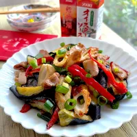 ちくわと茄子のオイスター炒め