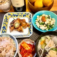 地味ご飯🍚　オクラの肉巻き醤油麹焼きとかニラ豆腐とか|yukki-----さん