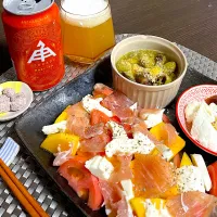 11/1晩酌：柿とトマトのサラダ|ななみんさん