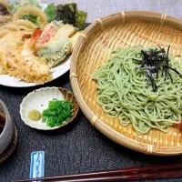 茶そばと天ぷら|まなこさん