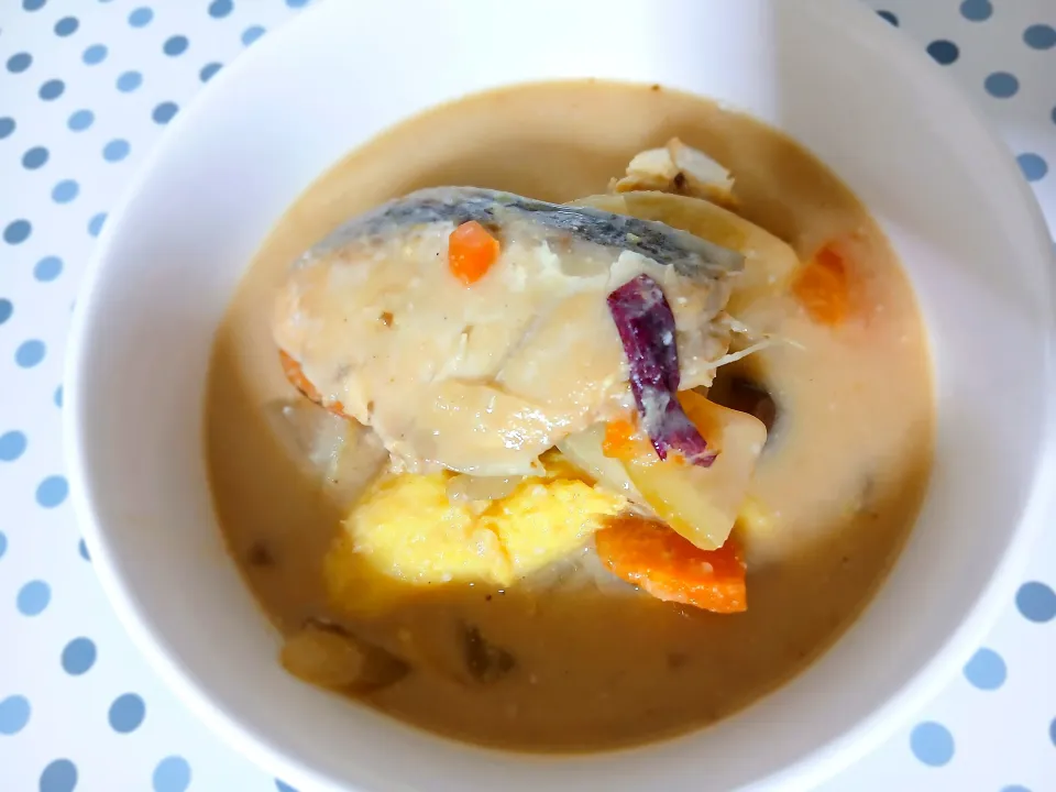 食べた過ぎた粕汁ﾟ(鯖&鮭バージョン)+.ﾟ(´▽`人)ﾟ+.ﾟ✨|ぽんすけさん