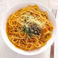 11/1のお昼ごはん　大豆ミートのボロネーゼソースパスタ🍝|卯月さん