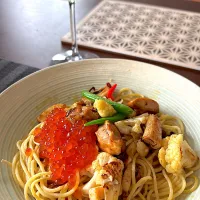 #具沢山ペペロンチーノ#スパークリングワインクレマン|ranさん