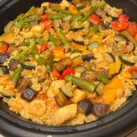 ホットプレートでパエリア|こぐまさん