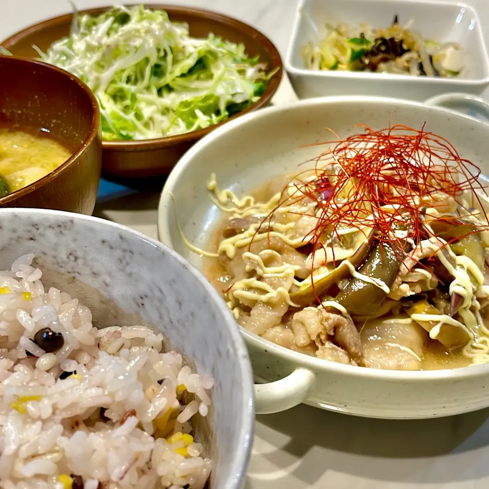 豚と茄子の生姜焼き。他。|ぎんさん