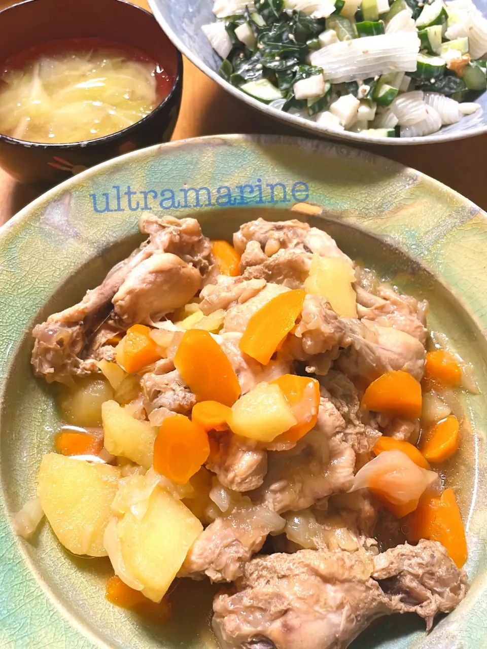 ＊鶏手羽じゃがの煮物、ちくわとこんにゃくのサラダ♪＊|ultramarineさん