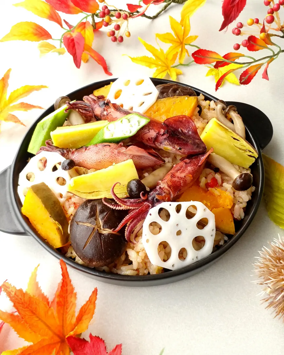 秋のパエリア🥘|おぜひめさん