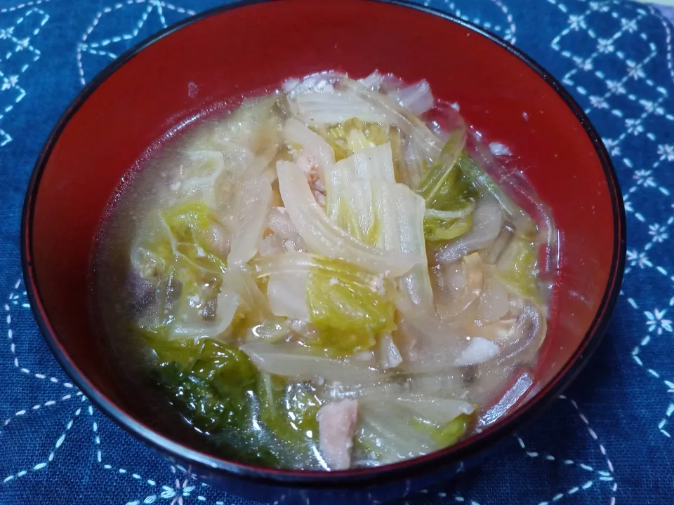 白菜と大根と 葛切りのとん汁|よっちびやばんぶーさん