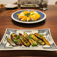 柿のカプレーゼ、茄子のマリネ