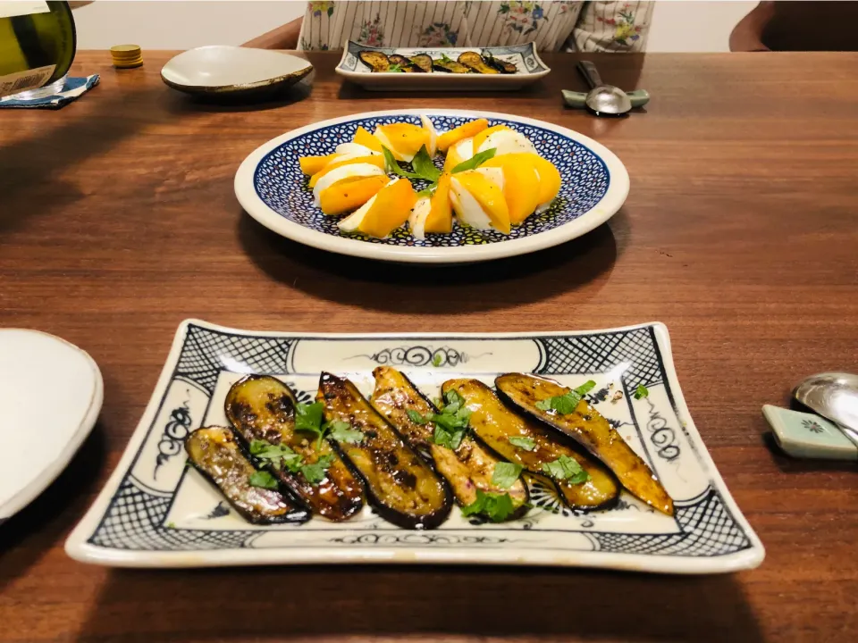 柿のカプレーゼ、茄子のマリネ|タロッカ主夫見習いさん