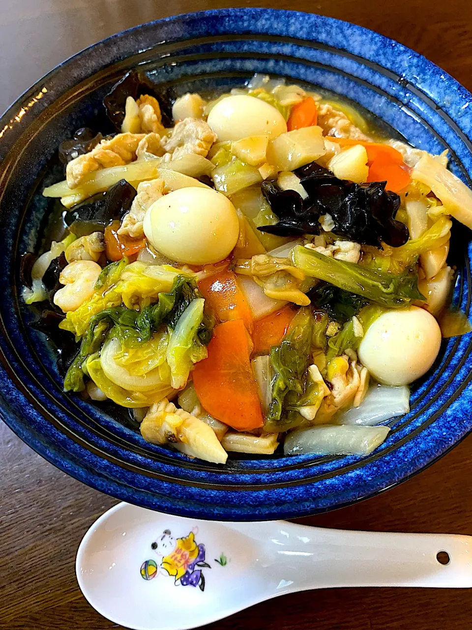 具材たっぷり中華丼|単身赴任のっちさん