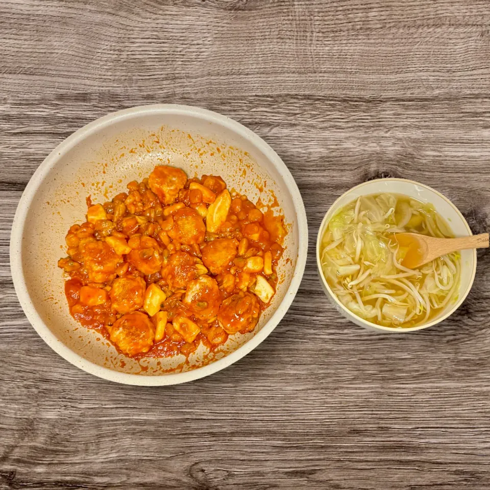 鷄ささみつくねのチリソースと野菜スープ|瀬名さん