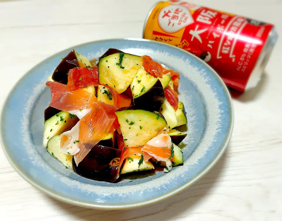 水茄子のサラダ|もっさんさん