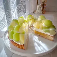 シャインマスカットと洋梨のマスカルポーネタルト🍐🍇