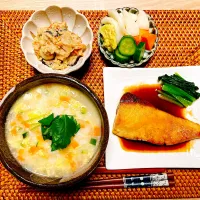 🐟夜【ブリの照焼きと野菜雑炊】🍚|Laniさん