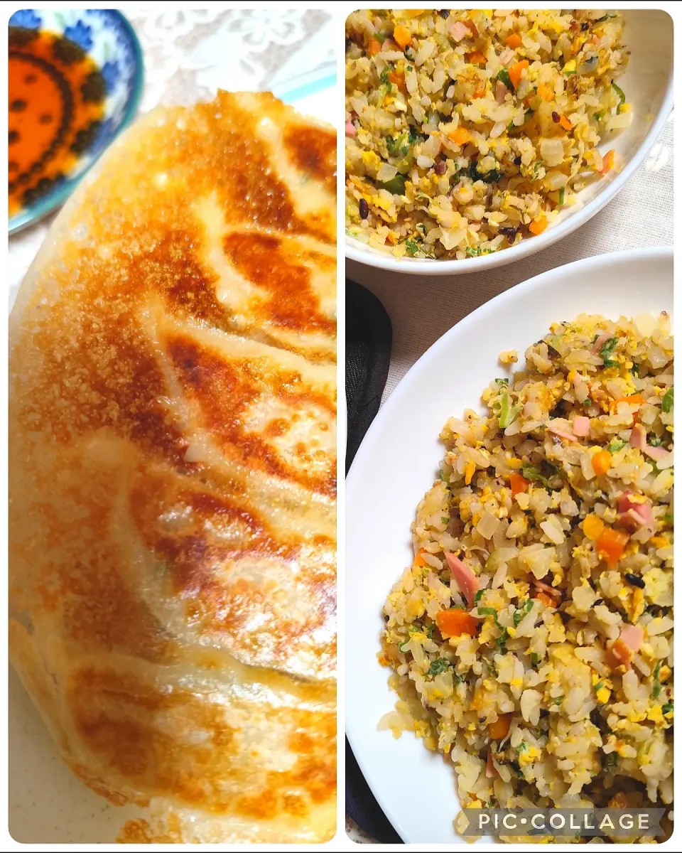 あるもので炒飯、冷凍餃子の夜ごはん|m.rafuさん