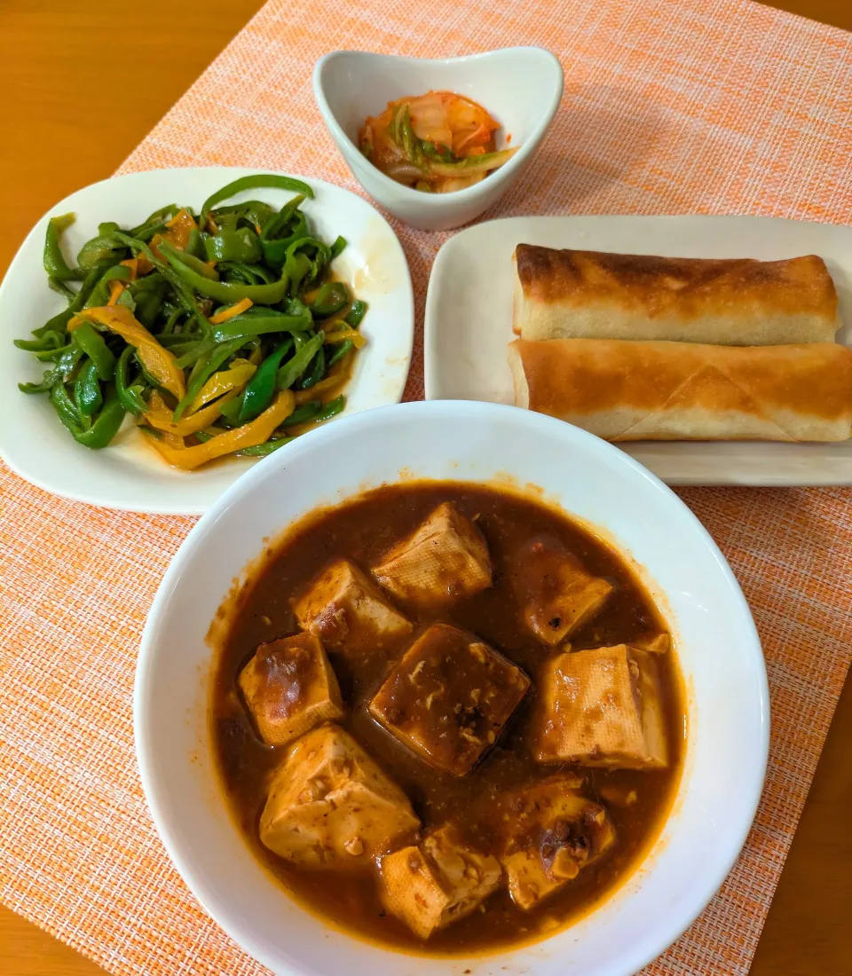 ☆麻婆豆腐　☆ポテトチーズ春巻　☆チンヂャオロース　☆キムチ|chikakoさん