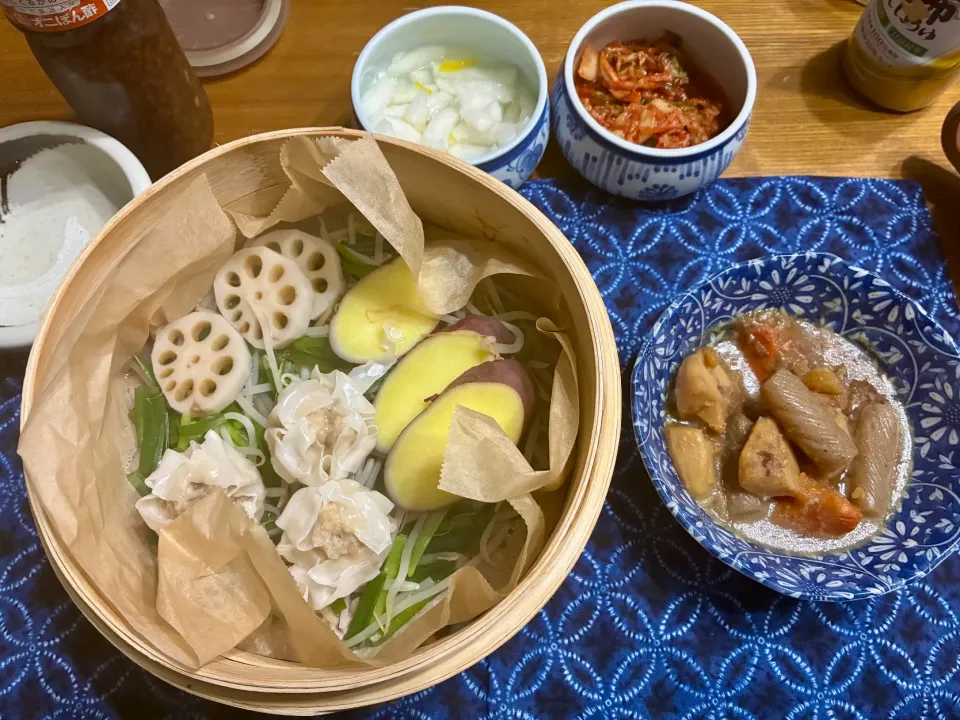 蒸篭で焼売・蓮根・さつまいも & 肉じゃが|おさむさん