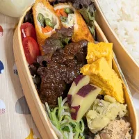 本日のお弁当〜スペアリブと野菜の肉巻きカツ弁当|f.1125beさん