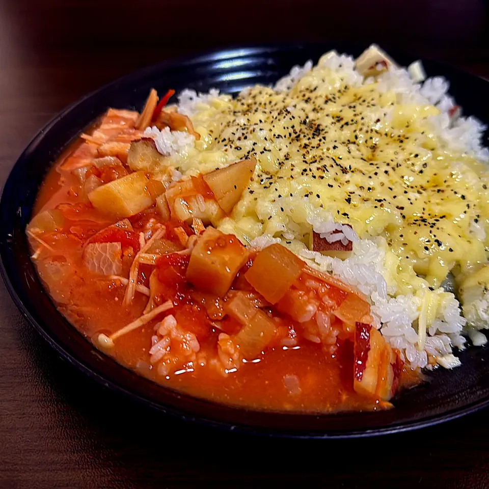 味噌トマトスープとさつまいもご飯ワンプレート|ハルカさん