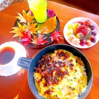 ドリア&落ち葉プレートで青汁🍂|HAMI69さん