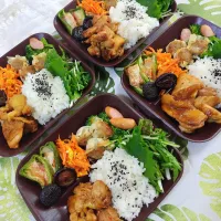 今日もお仕事なので、お弁当作りました✨パパの手作り万能タレで味付けした鶏もも肉焼です✨😊|rikako♪。.:＊さん