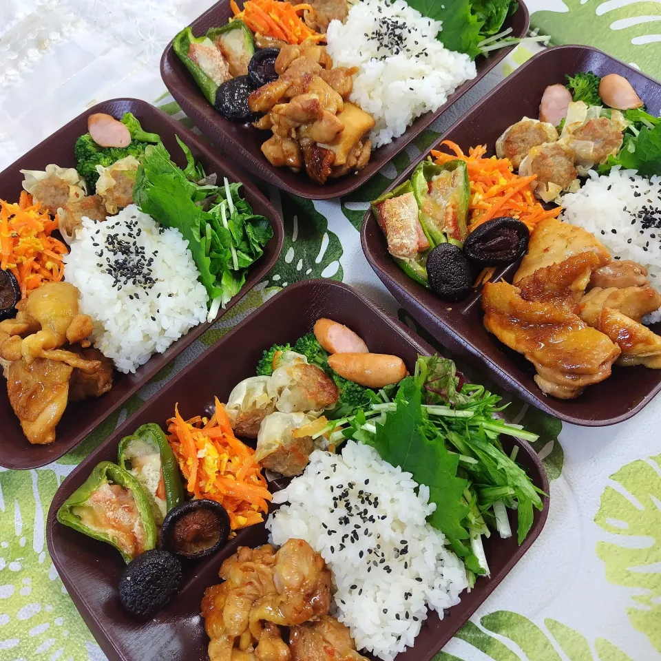 今日もお仕事なので、お弁当作りました✨パパの手作り万能タレで味付けした鶏もも肉焼です✨😊|rikako♪。.:＊さん