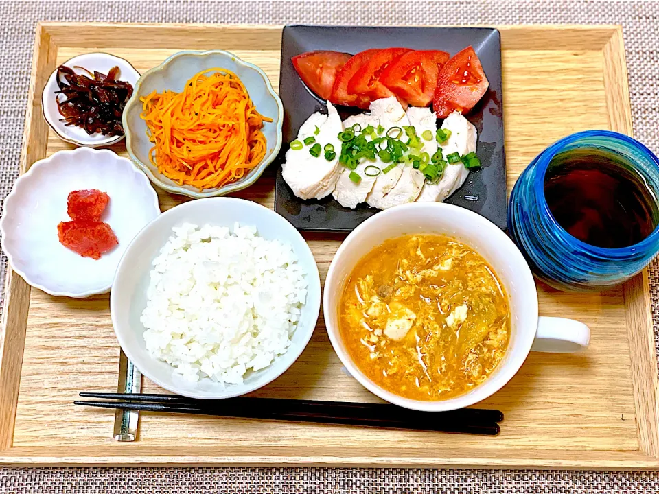 夕飯 ヒガシマルのうどんスープチキン☺️|ふわふわさん