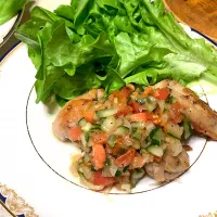 鳥肉焼きにラビゴットソースかけ|みっこちゃんさん