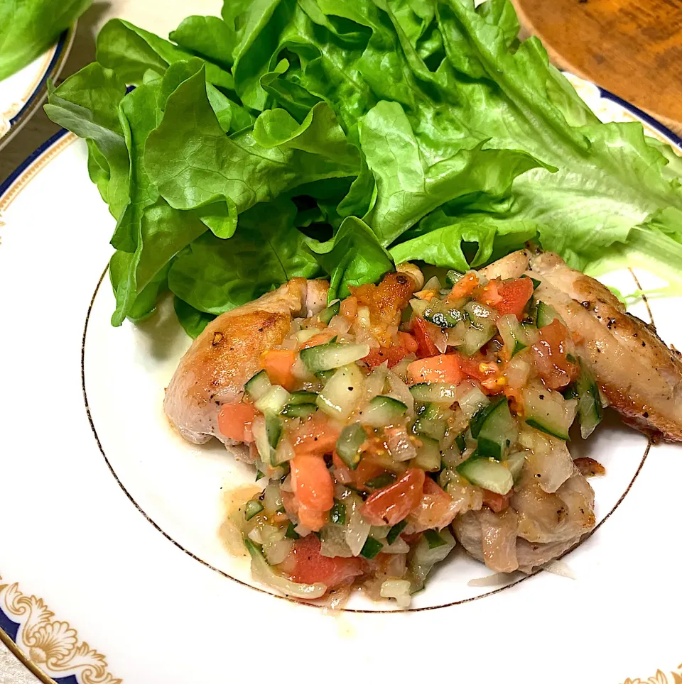 鳥肉焼きにラビゴットソースかけ|みっこちゃんさん