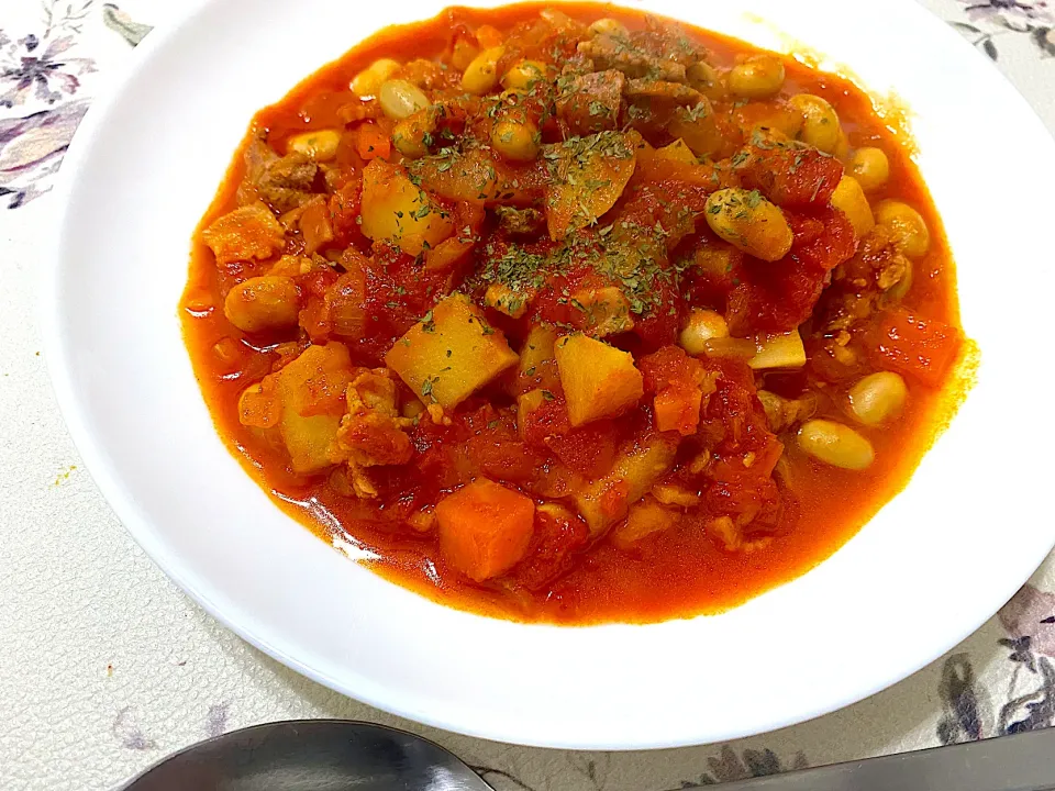 素材を感じるポークビーンズ|単身赴任のっちさん