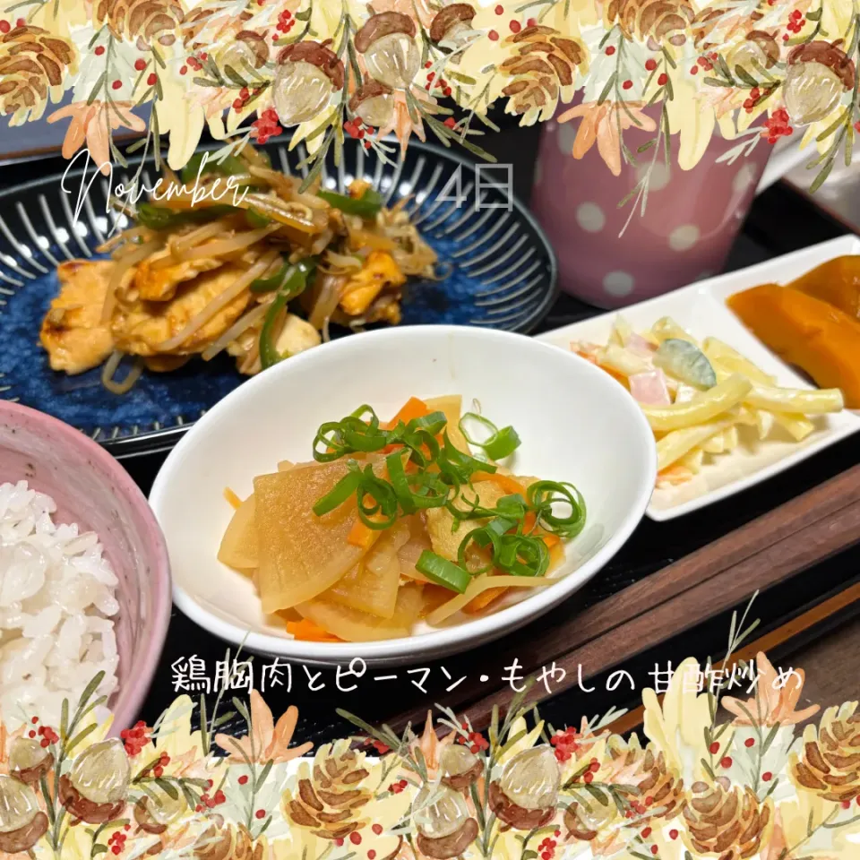 鶏胸肉とピーマン・もやしの甘酢炒め|いのっちさん