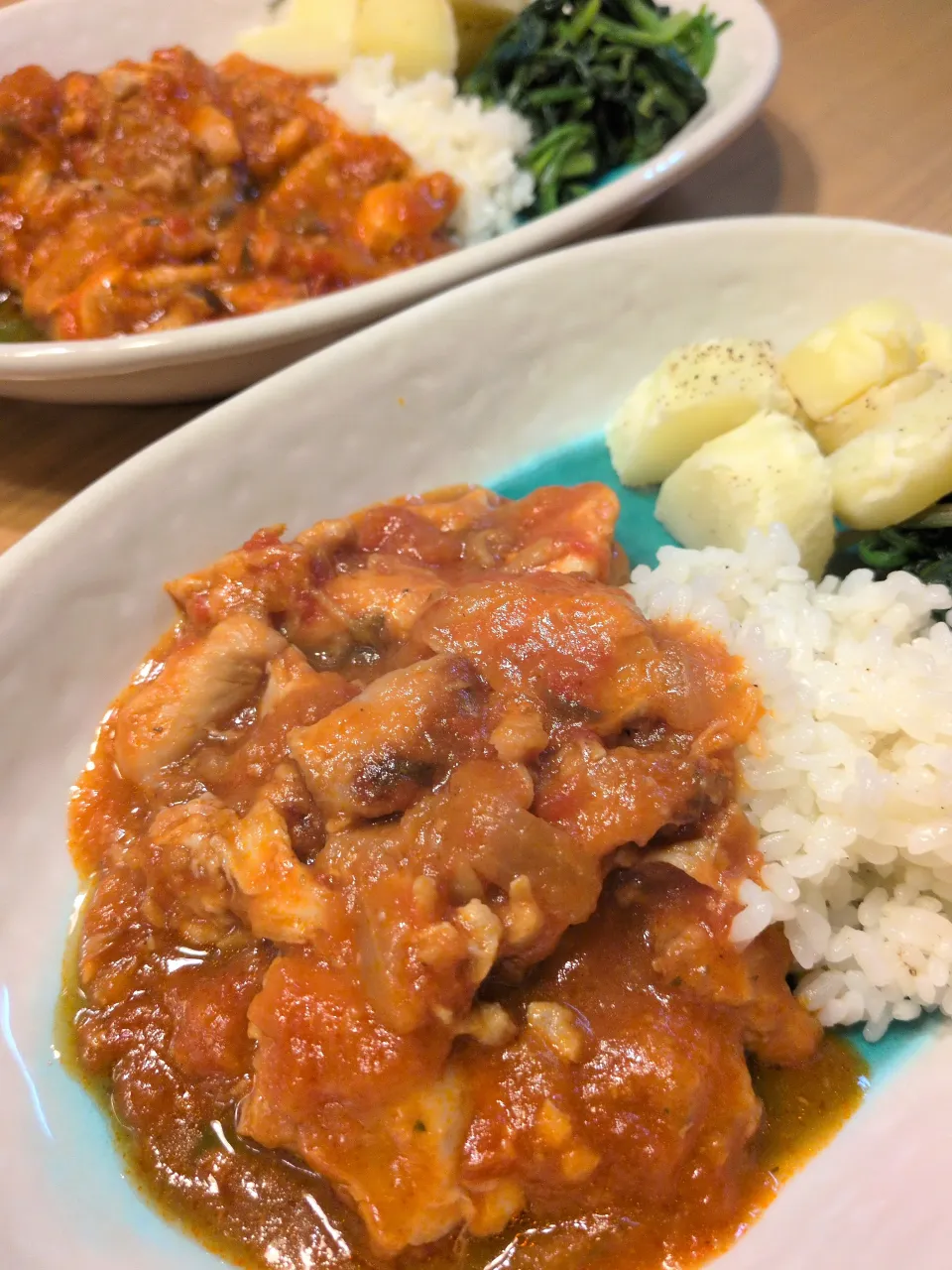 チキンのトマト煮、バターライス添え|Conyさん