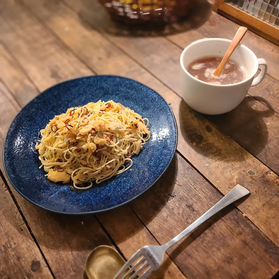 揖保乃糸パスタで作ったペペロンチーノ|KEITAさん