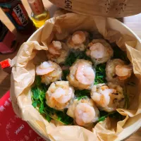 ひろりんさんの料理 ライスペーパーで海老シュウマイ♨️