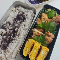 ☆高校生弁当☆雑穀米、ゆかり、ほうれん草ゴマ和え、チキンカツ、ちくわ天、カニカマ卵焼き、蒟蒻ゼリー| ｼｮｺﾗさん