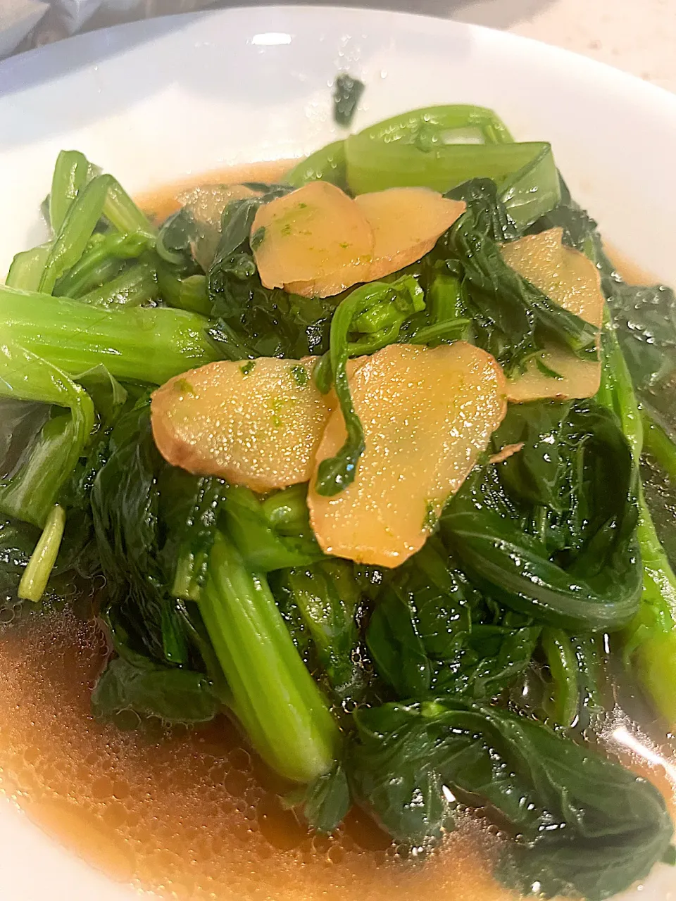 Gailan veggies w/ ginger oyster sauce & sesame oil dressing|🌺IAnneさん