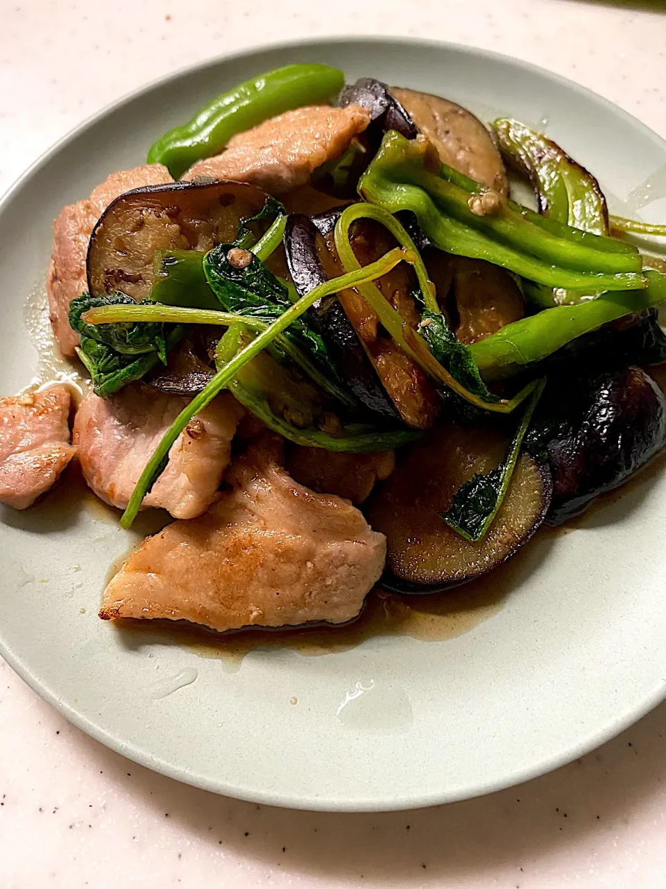 豚バラナス万願寺南蛮酢炒め|みーさん