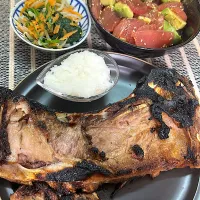 マグロのカマ焼き、マグロのポキ、ナムル|ルナピーボールさん