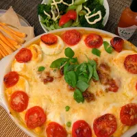 とうふとゆで卵のラザニア