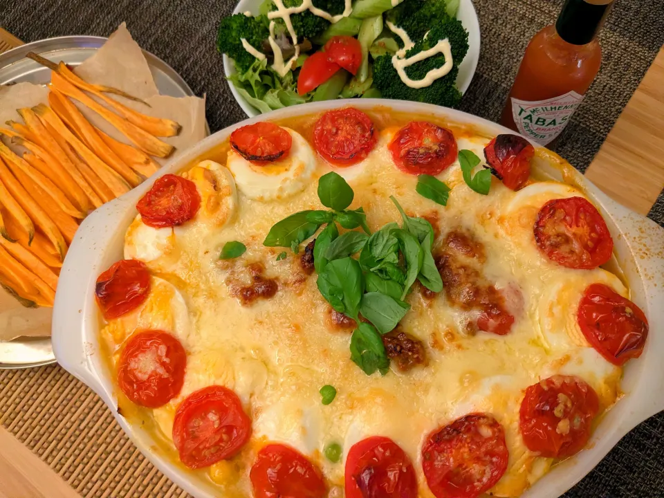 とうふとゆで卵のラザニア|ぽてさん