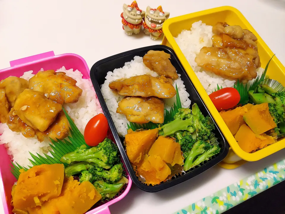 私、娘、夫弁当|みどりさん