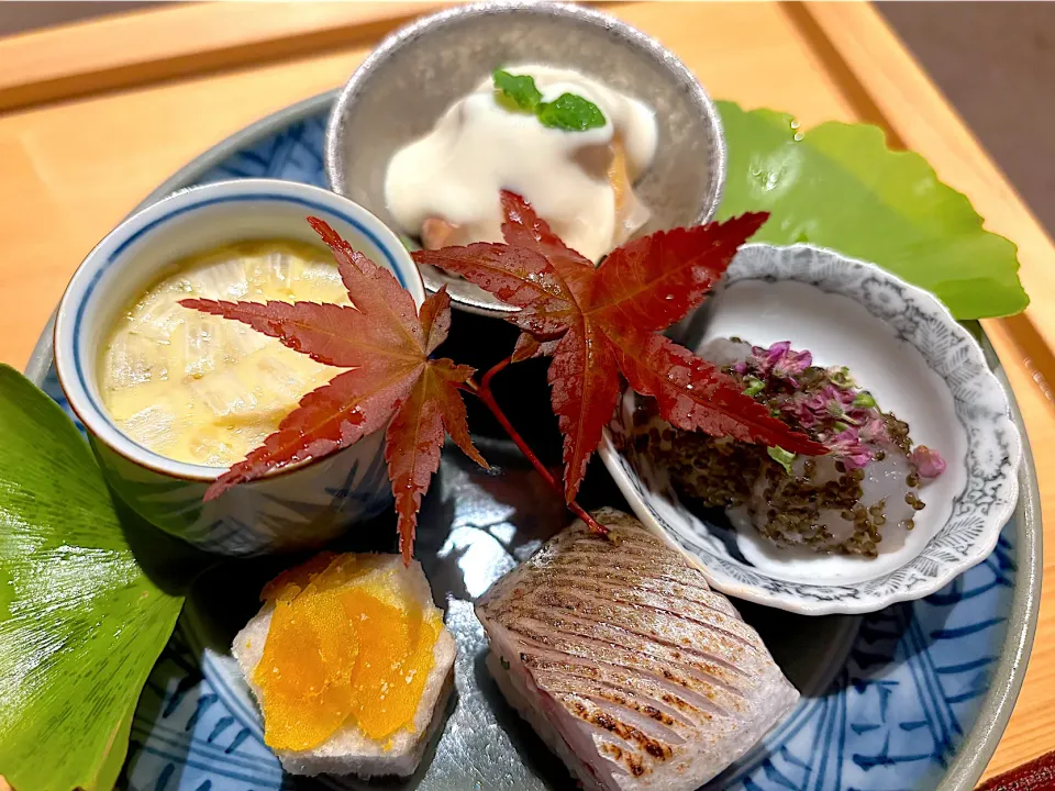 ②11月5日・［和食コース］・前菜5種😊✨（茶碗蒸し？見たいのが絶品でした❣️）|山勝さん